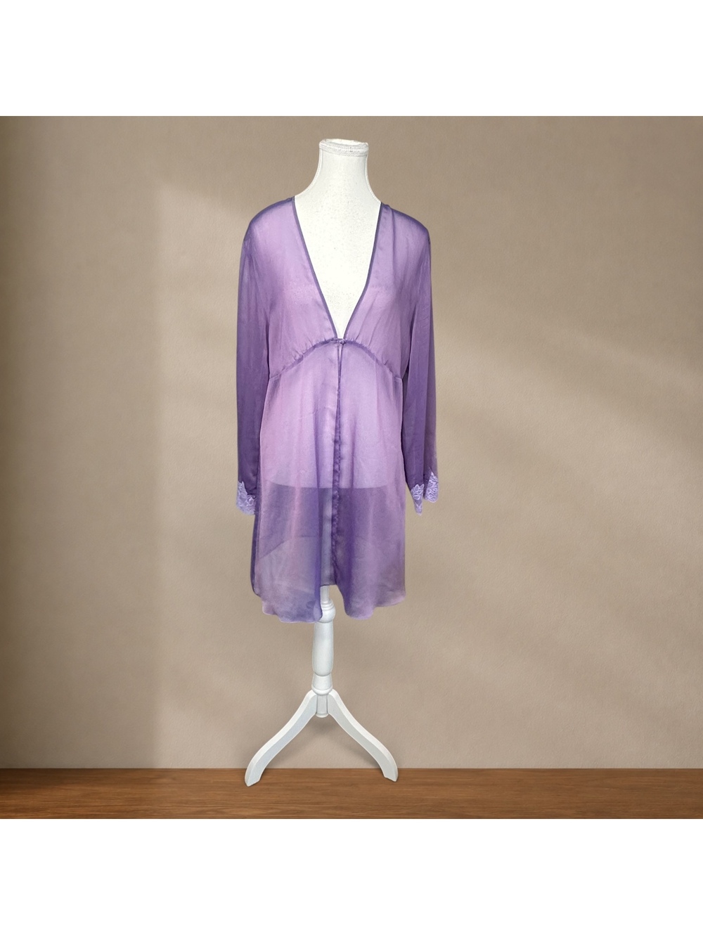 Y2K Frederick’s of Hollywood Lavender Sheer Chiffon Duster Fairycore Lingerie